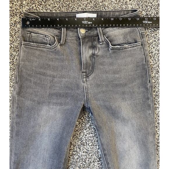 Vervet Jeans Womens Size 25 Gray Distressed Wash High Rise Crop Flare Raw Hem - Picture 7 of 10
